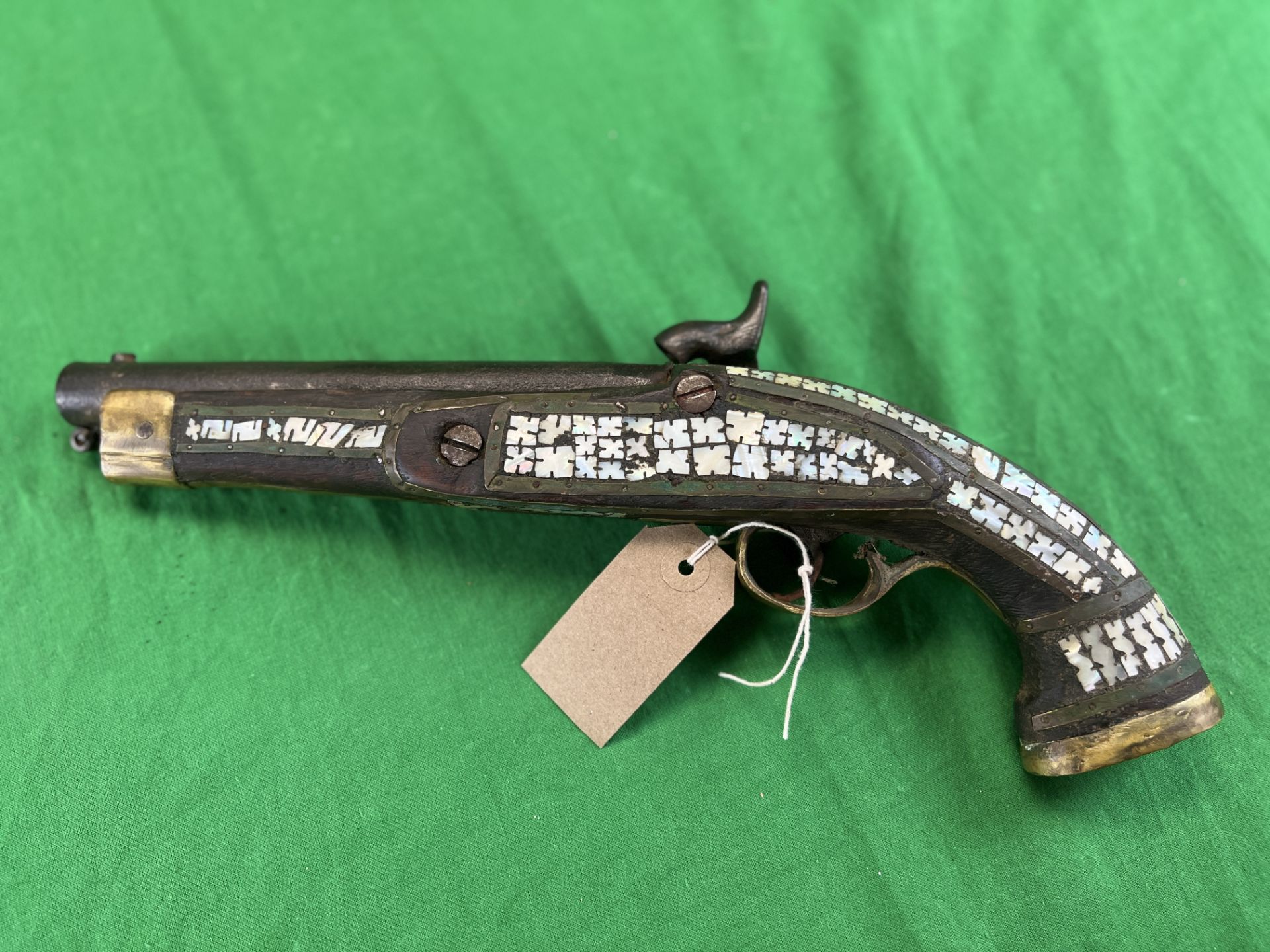 MIDDLE EASTERN PERCUSSION PISTOL WITH INLAID M.O.P. - Image 5 of 6