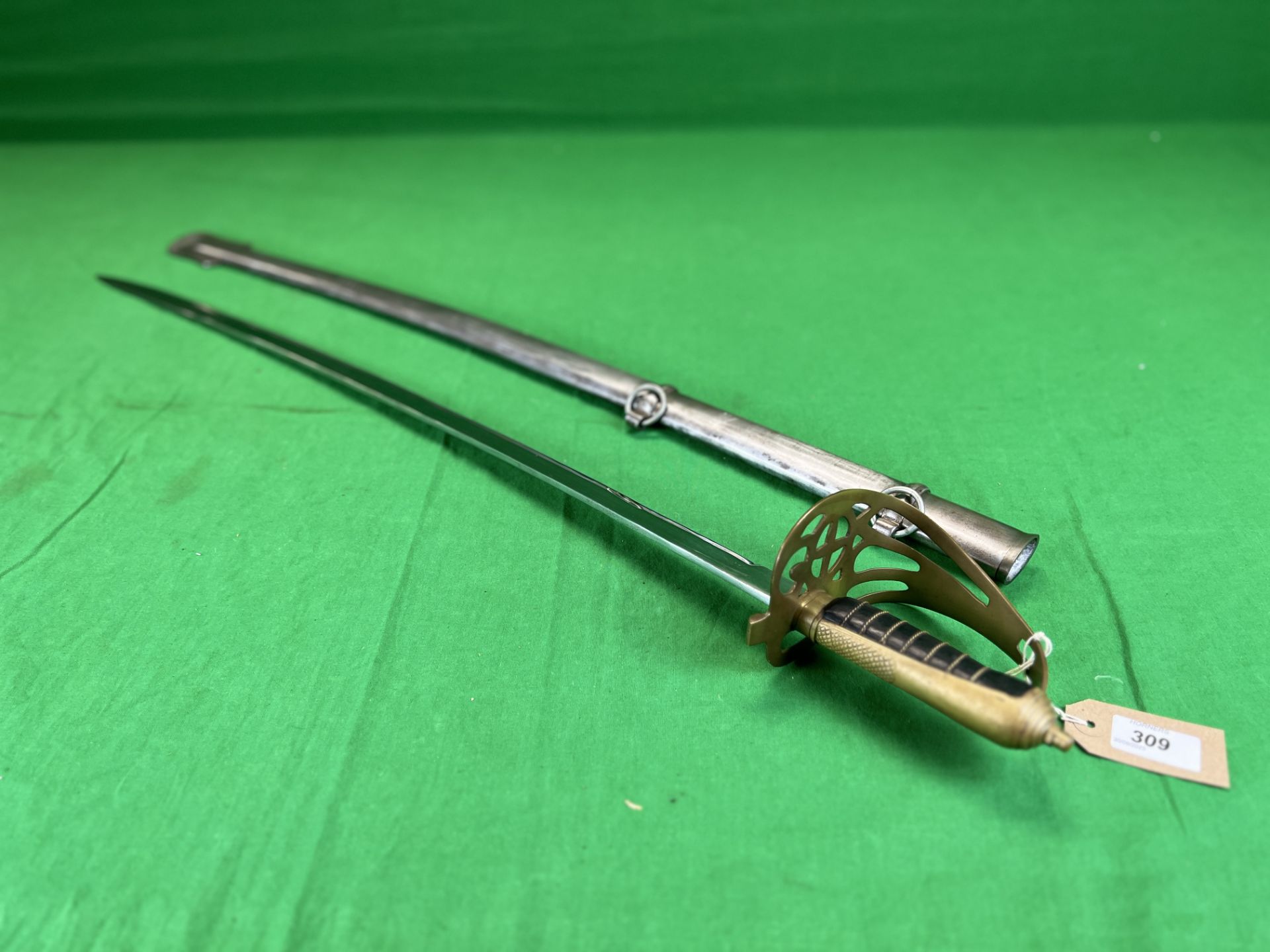 AN EARLY 20th CENTURY NAVAL NCO DRESS SWORD AND STEEL SCABBARD - NO POSTAGE OR PACKING AVAILABLE