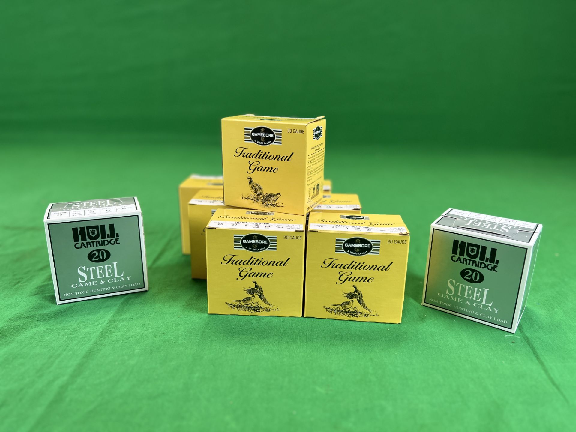 210 20 GAUGE CARTRIDGES TO INCLUDE GAMEBORE TRADITIONAL GAME 6 SHOT 28GM CARTRIDGES AND HULL