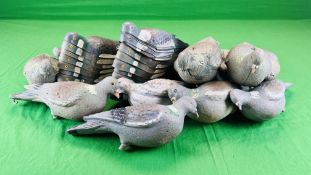 A QUANTITY OF APPROX 20 HALF BODY SHOOTING PIGEON DECOYS ALONG WITH APPROX 12 FULL BODY PIGEON