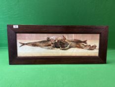 AN ORIGINAL WATERCOLOUR DEPICTING STILL LIFE FISH BEARING PENCIL SIGNATURE MAURICE CEAUREY,