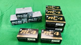 80 X RC RC4 PICCLONE 12 GAUGE 36GRM 4 SHOT CARTRIDGES ALONG WITH 30 GAME BORE STEEL SHOT MAMMOTH 3"