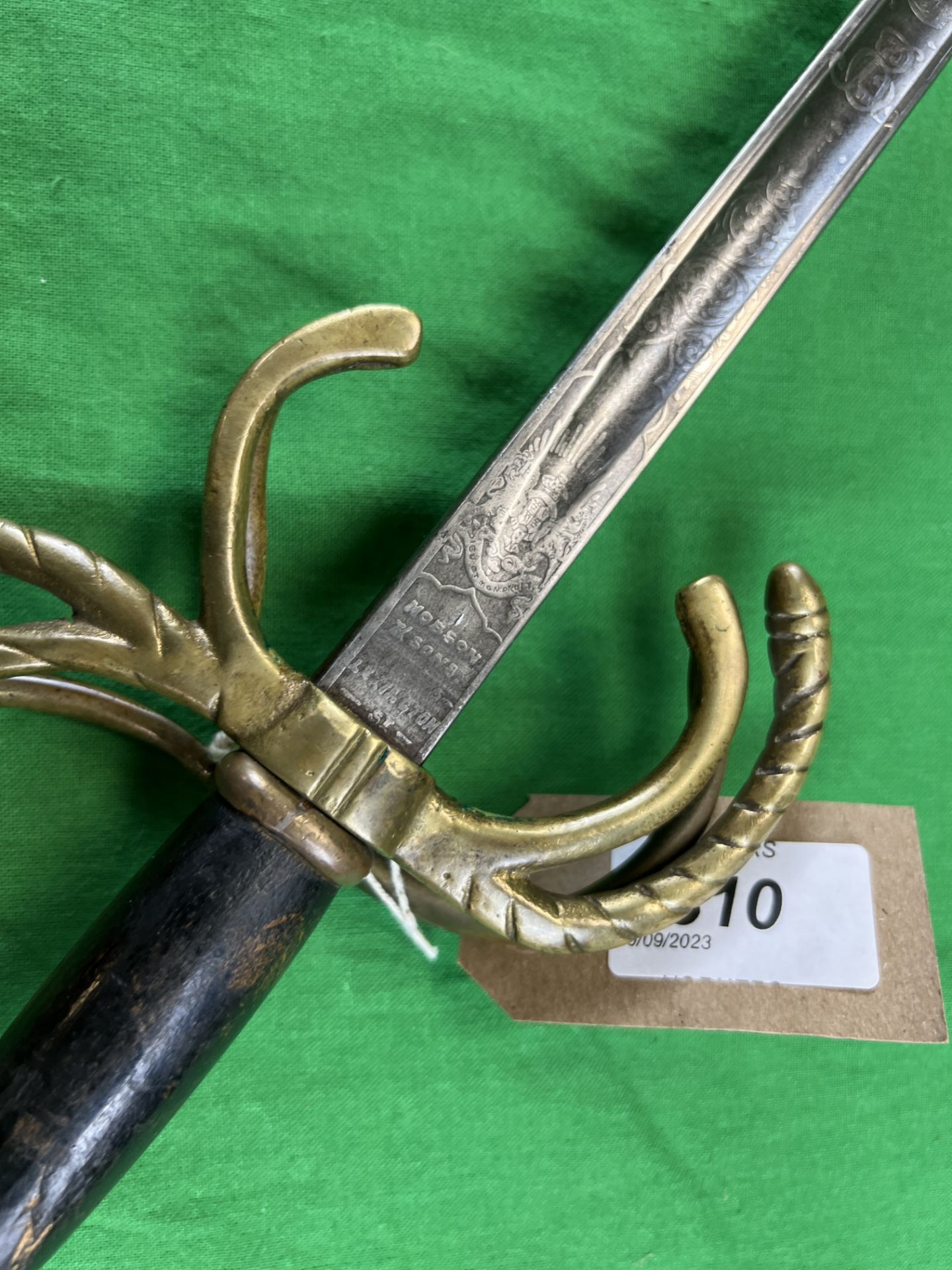 A DURHAM LIGHT INFANTRY OFFICERS PIQUET SWORD - BY HOBSON AND SONS - NO POSTAGE OR PACKING - Image 4 of 9