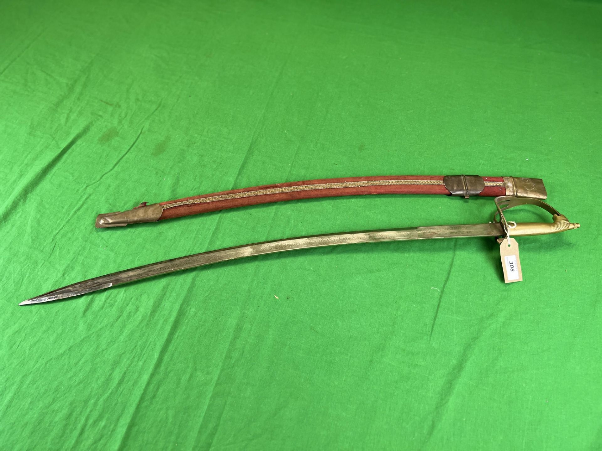 INDIAN CAVALRY STYLE SWORD AND SCABBARD - NO POSTAGE OR PACKING AVAILABLE