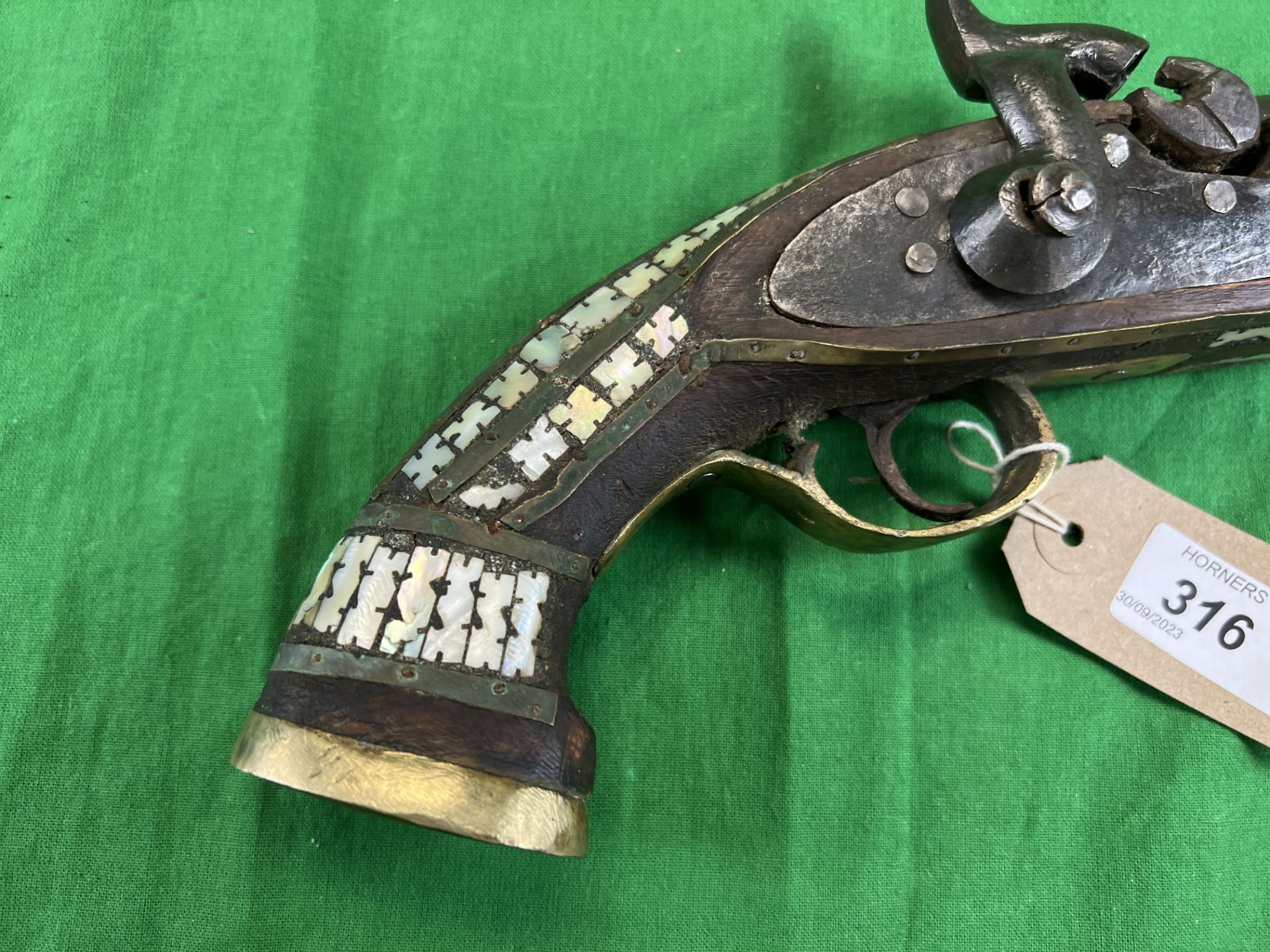 MIDDLE EASTERN PERCUSSION PISTOL WITH INLAID M.O.P. - Image 4 of 6