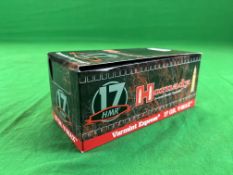 500 X ROUNDS OF HORNADY 17 HMR VARMINT EXPRESS 17GR V-MAX AMMUNITION - (TO BE COLLECTED IN PERSON