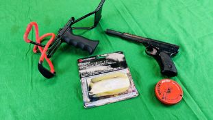 MARKSMAN SLING SHOT AND MARKSMAN REPLACEMENT KIT ALONG WITH DIANA MOD 2 AIR PISTOL - (ALL GUNS TO