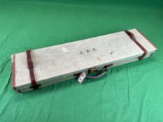 A LEATHER BOUND CANVAS COVERED SHOTGUN MOTORING CASE BEARING "C.S.