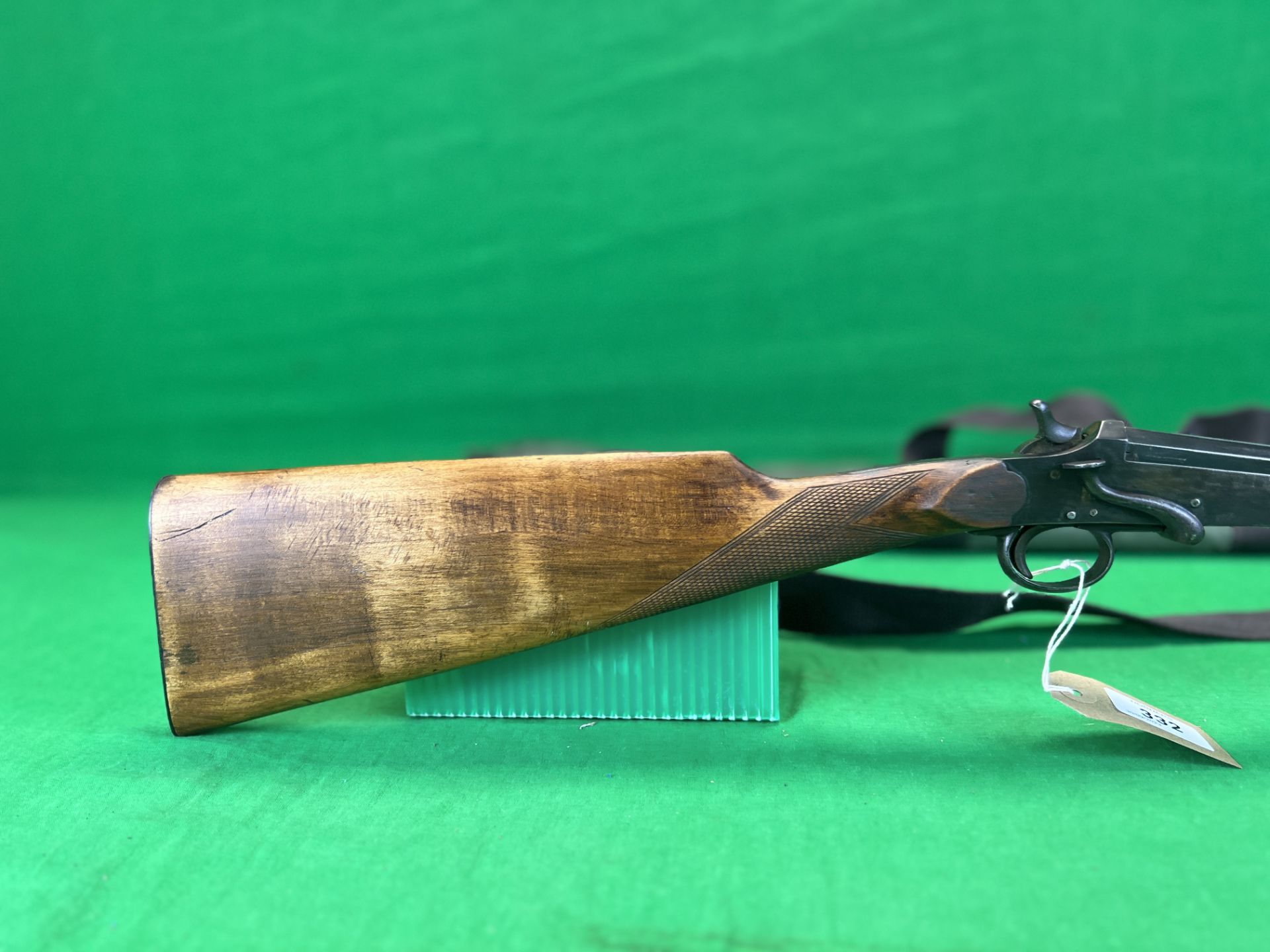 BELGIAN SINGLE SHOT 9MM SHOTGUN # 6462 COMPLETE WITH 25 FIOCCHI 36PL CARTRIDGES AND GREEN CANVAS - Image 3 of 9