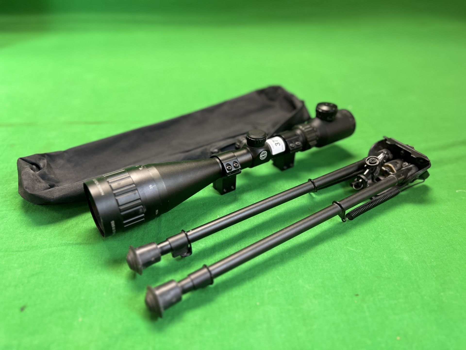 HAWKE NITE-EYE 4-16X50 AO IR SR6 RIFLE SCOPE COMPLETE WITH MOUNTS AND CANVAS BAG ALONG WITH RIFLE