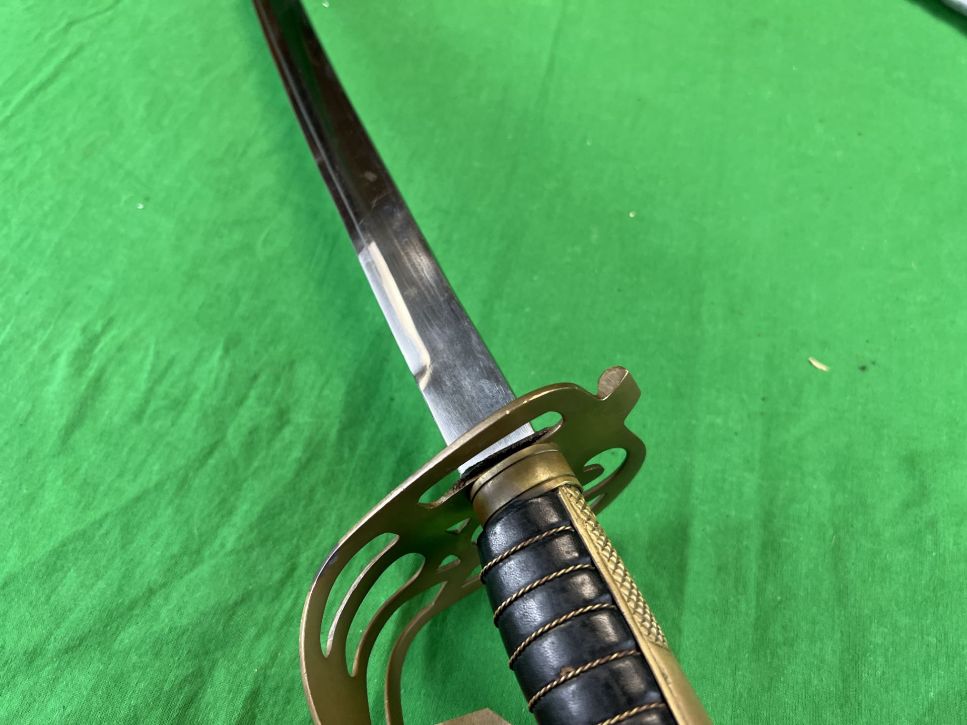 AN EARLY 20th CENTURY NAVAL NCO DRESS SWORD AND STEEL SCABBARD - NO POSTAGE OR PACKING AVAILABLE - Image 9 of 9