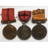 MEDALS: TRIO OF LONDON FIRE BRIGADE MEDALS WITH RIBBON FRAGMENTS,
