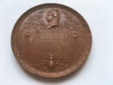 1890 MEDALLION STRUCK IN BRONZE COMMEMORATING THE PENNY POSTAGE JUBILEE AND ROWLAND HILL BY L.C.