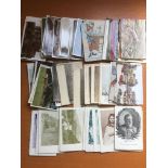 A COLLECTION OF POSTCARDS IN AN ALBUM AND LOOSE, SCOTLAND, SHIPS, NORFOLK, COMIC, HORNING, CHAGFORD,