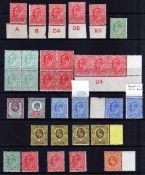 GB: 1902-13 EDWARDS OG SELECTION INCLUDING COMMEMS, ARMY OFFICIAL CONTROL STRIP OF SIX,