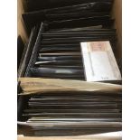 BOX WITH EXTENSIVE FOREIGN ON STOCKCARDS, EUROPE, FRANCE, USA, LUXEMBOURG, BELGIUM, ICELAND,