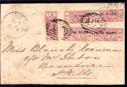 NEVIS: 1883 ½d ON HALF OF 1d, FIVE USED EXAMPLES ON LOCALLY ADDRESSED PART FRONT,