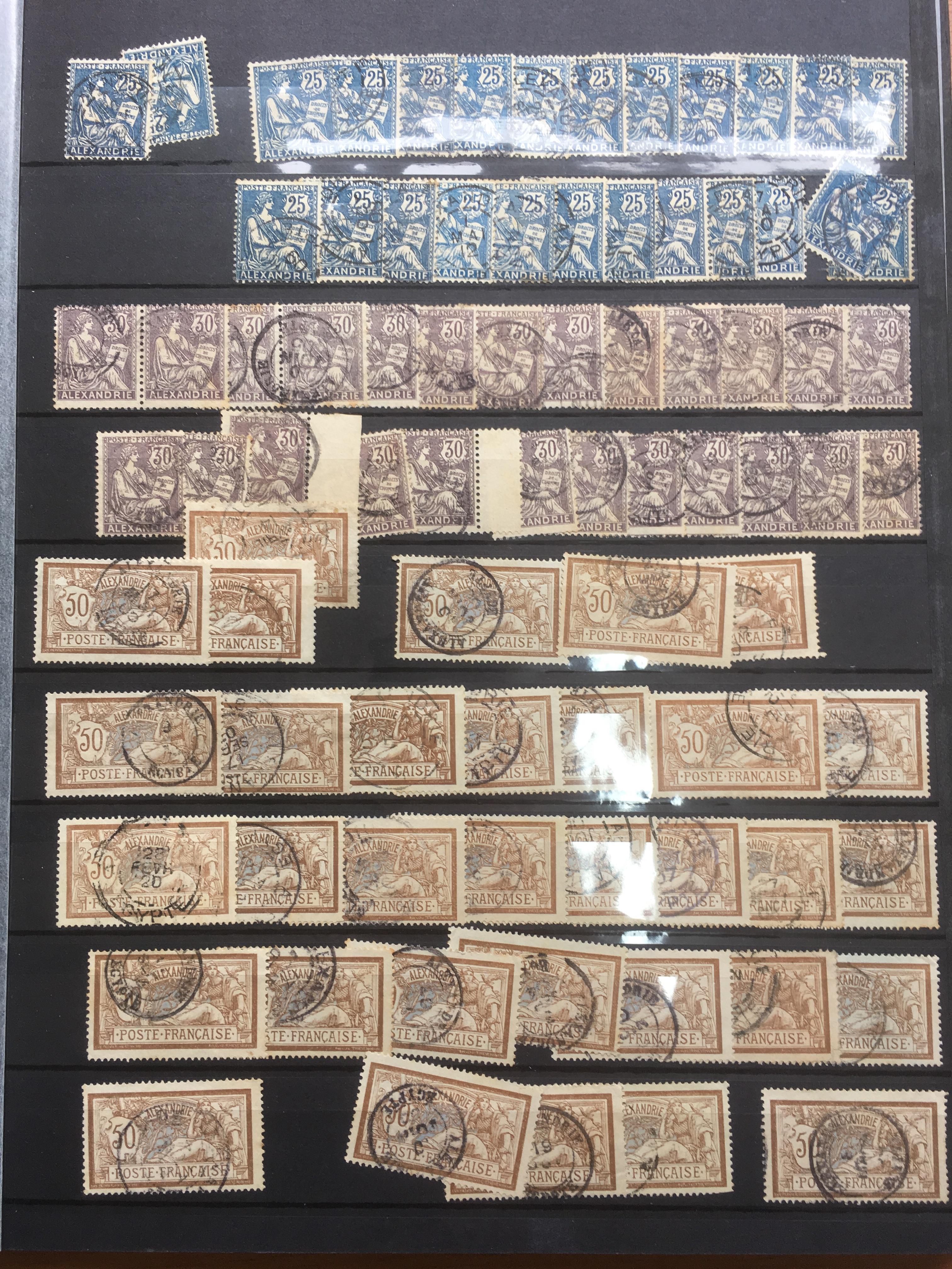 FRENCH POST OFFICES IN EGYPT: STOCKBOOK WITH A DUPLICATED ACCUMULATION ALEXANDRIA INCLUDING MINT - Image 6 of 11