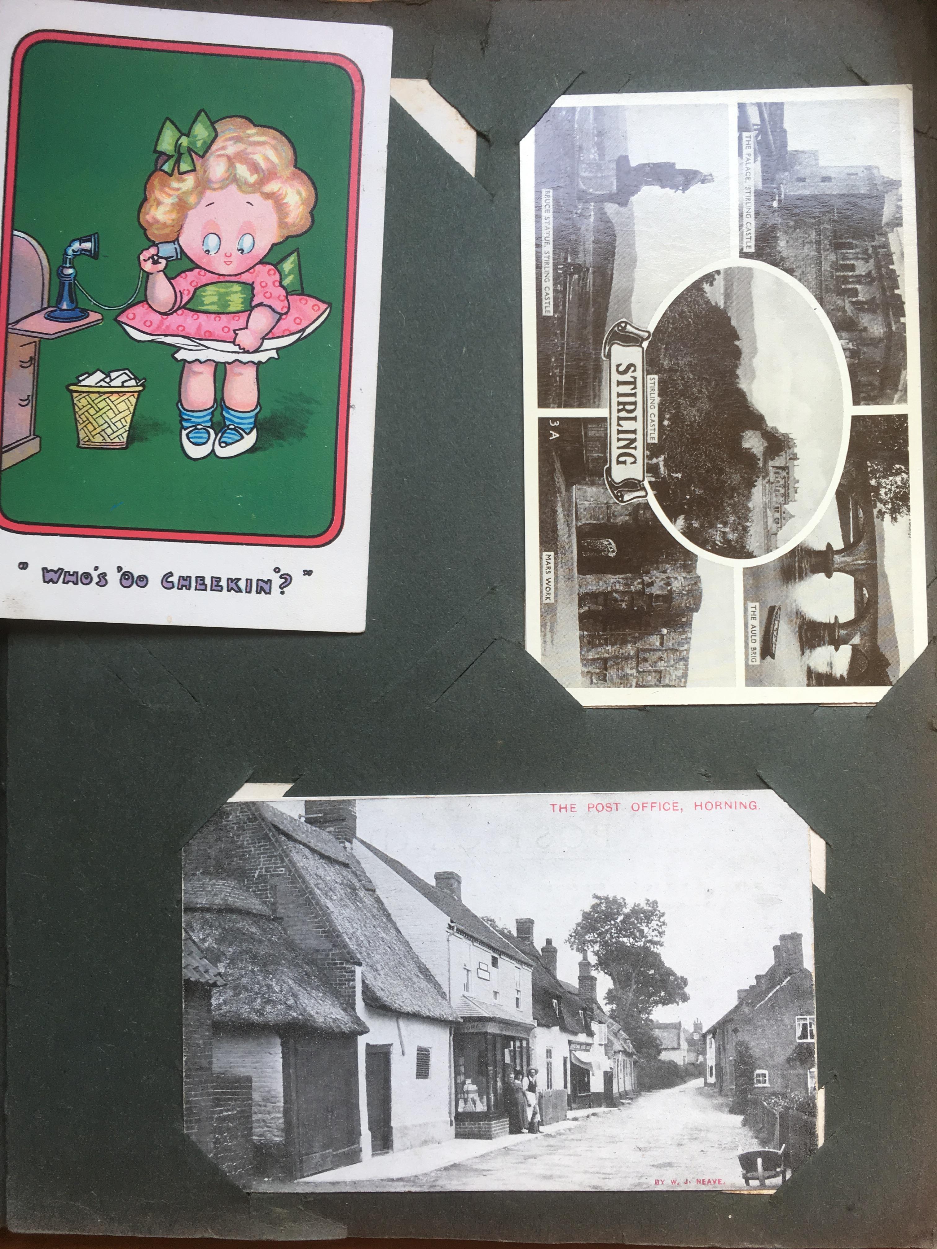 A COLLECTION OF POSTCARDS IN AN ALBUM AND LOOSE, SCOTLAND, SHIPS, NORFOLK, COMIC, HORNING, CHAGFORD, - Image 8 of 10