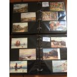 TWO ALBUMS WITH A COLLECTION TUCKS ART CARDS, MAINLY OILETTES IN SETS OF SIX,