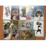 RETIRED DEALERS POSTCARD STOCK: BOX WITH ANIMALS, BIRDS, ETC, ARTISTS INCLUDING ELLAM,