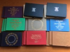 GB COINS: PROOF SETS 1972 (3), 1973 (3), 1974 (3), 1975 (3), 1976 (2), 1977 (2), 1980 (2),