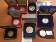 BOX MAINLY SILVER COINS INCLUDING 2002 GOLDEN JUBILEE PROOF CROWN IN CASE, PANAMA 1978 10 BALBOAS,