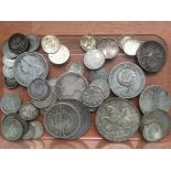 GB COINS: TUB OF SILVER COINS, CROWNS 1822 AND 1935, 1910 FLORIN, ETC. (APPROX.