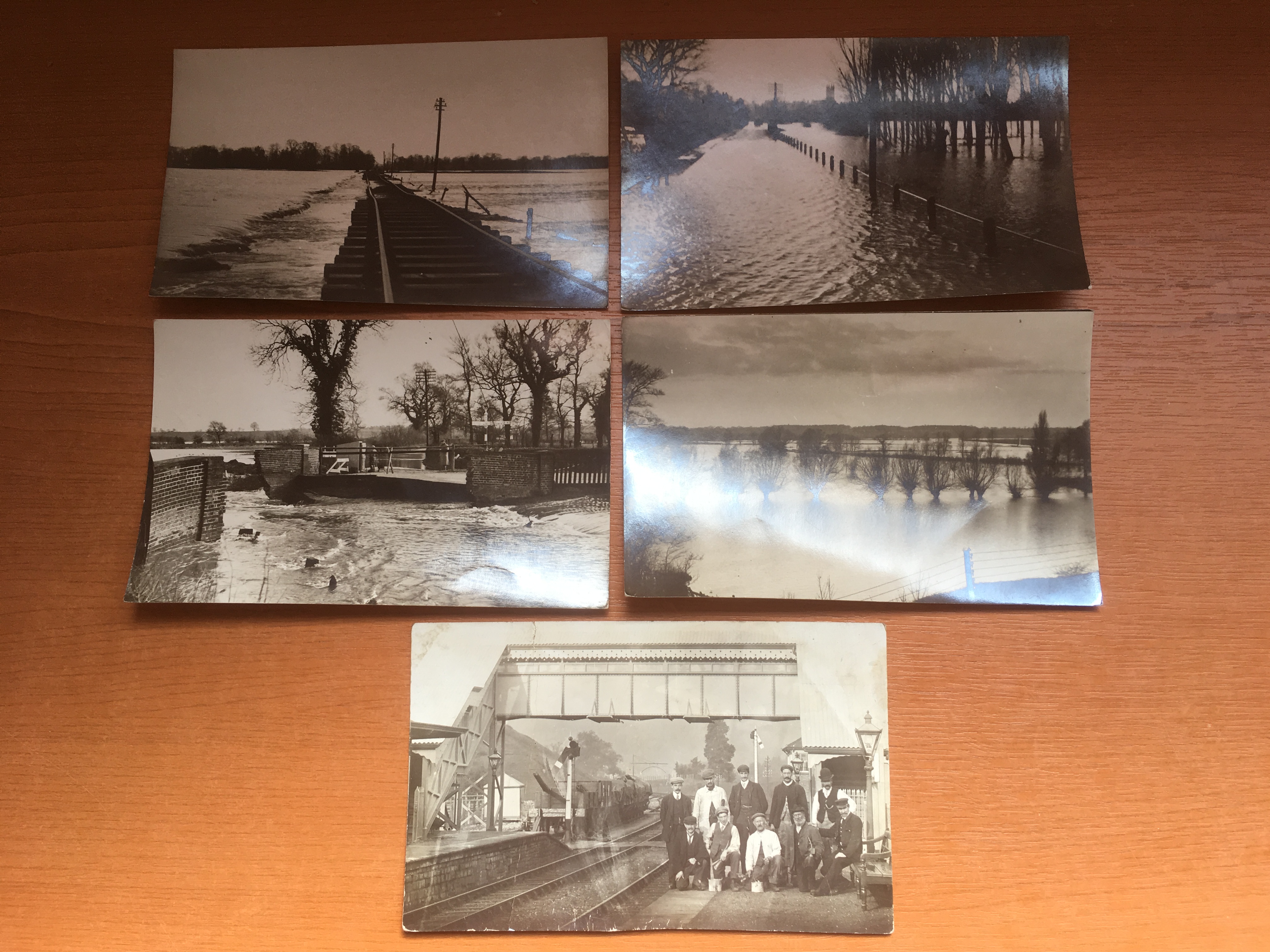 FOUR RP POSTCARDS SHOWING FLOOD SCENES, DITCHINGHAM AREA, ALSO UNIDENTIFIED RP OF STATION, - Image 2 of 2