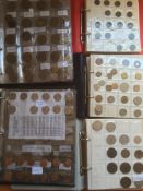 A COLLECTION OF GB AND OVERSEAS COINS IN FIVE ALBUMS, AUSTRALIA, NEW ZEALAND, USA, FRANCE, ETC.