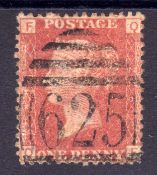 GB: 1864-79 1d PLATE 225 GOOD USED