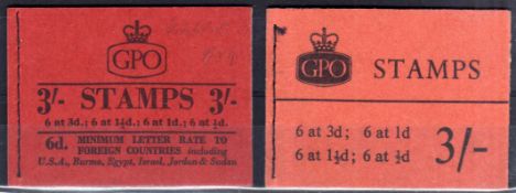 GB: BOOKLETS: WILDING GRAPHITE BOOKLETS 1959-60 3/- SG M13g AND M19g (2 BOOKS)