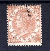 GB: 1867-80 2/- BROWN USED, VERY LIGHTLY CANCELLED,
