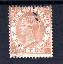 GB: 1867-80 2/- BROWN USED, VERY LIGHTLY CANCELLED,