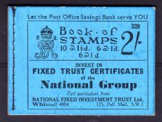 GB: BOOKLETS: 1935 2/- EDITION 328, ALL PANES UPRIGHT WMK, SG BB17.