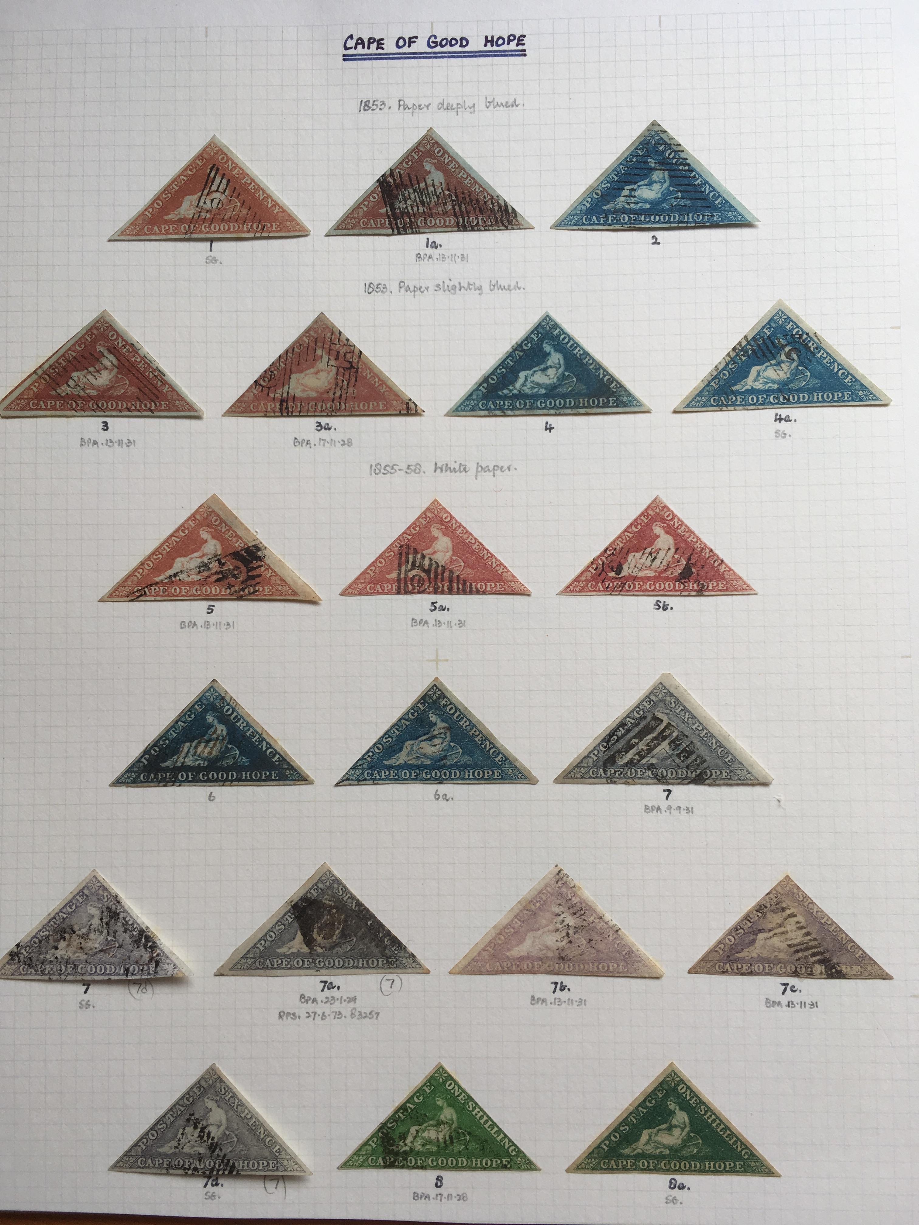 SOUTH AFRICAN PROVINCES: CAPE OF GOOD HOPE: 1853-64 COLLECTION OF MAINLY USED TRIANGULARS,