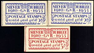 GB: BOOKLETS: 1935 SILVER JUBILEE 2/- EDITION 302 (2) AND 3/- EDITION 296, SG BB16, BB28.