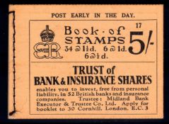 GB: BOOKLETS: 1937 EDWARD 8th 5/- EDITION 17, MOST PANES INVERTED WMK. SG BC4.
