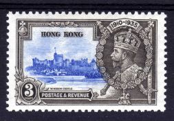 HONG KONG: 1935 SILVER JUBILEE 3c 'LIGHTING CONDUCTOR' OG,