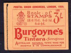 GB: BOOKLETS: 1920 PUC 3/- EDITION 168, ALL PANES UPRIGHT WMK, SG BB25.