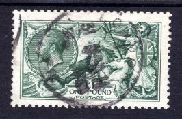 GB: 1913 WATERLOW £1 DULL BLUE GREEN PARCEL CDS USED, SG 404.