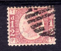 GB: 1870 ½d PLATE 9 FINE USED