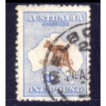 AUSTRALIA: 1915-28 £1 BISTRE-BROWN AND BLUE USED,