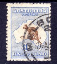 AUSTRALIA: 1915-28 £1 BISTRE-BROWN AND BLUE USED,