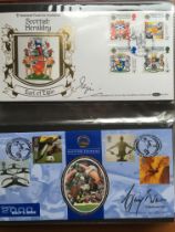 GB: BOX WITH SIGNED COVERS IN EIGHT ALBUMS AND LOOSE, BENHAMS,