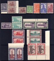 INDIA: 1949-52 MNH SELECTION INCLUDING RUPEE VALUES IN PAIRS (21)