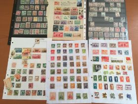 CHINA: FILE BOX WITH VARIOUS ON STOCKCARDS AND LEAVES FROM SEVERAL COLLECTIONS