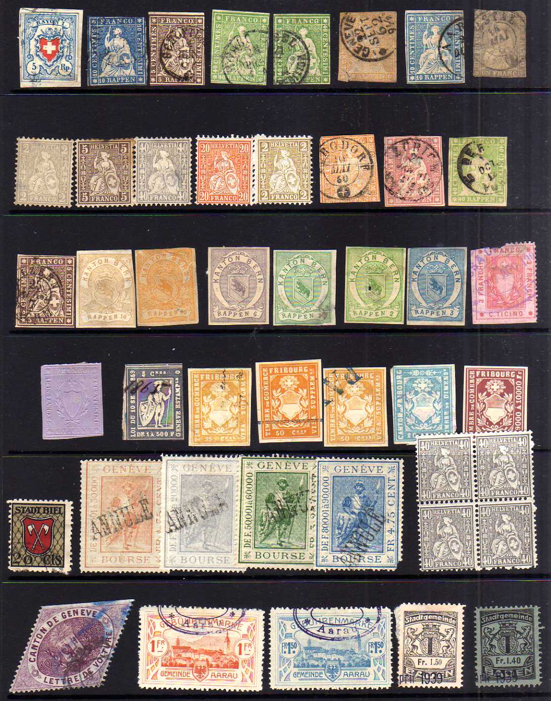 SWITZERLAND: SMALL MAINLY USED SELECTION EARLIES FROM IMPERFS, REVENUES WITH CANTONALS ETC.