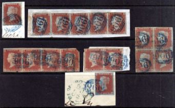 GB: 1841 1d IMPERFS USED, ALL CANCELLED 1844 TYPE NUMERALS IN BLUE,