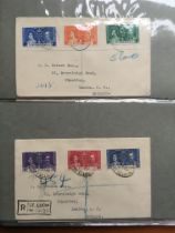 TWO ALBUMS MIXED COVERS AND CARDS, 1937 CORONATION SETS, POSTAL STATIONERY, ETC.